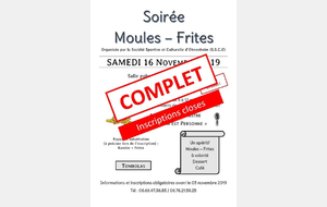 Soirée Moules-Frites => Inscriptions closes!