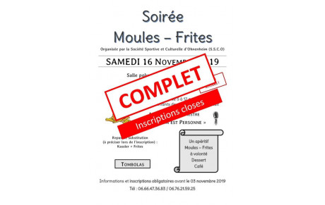 Soirée Moules-Frites =&gt; Inscriptions closes!